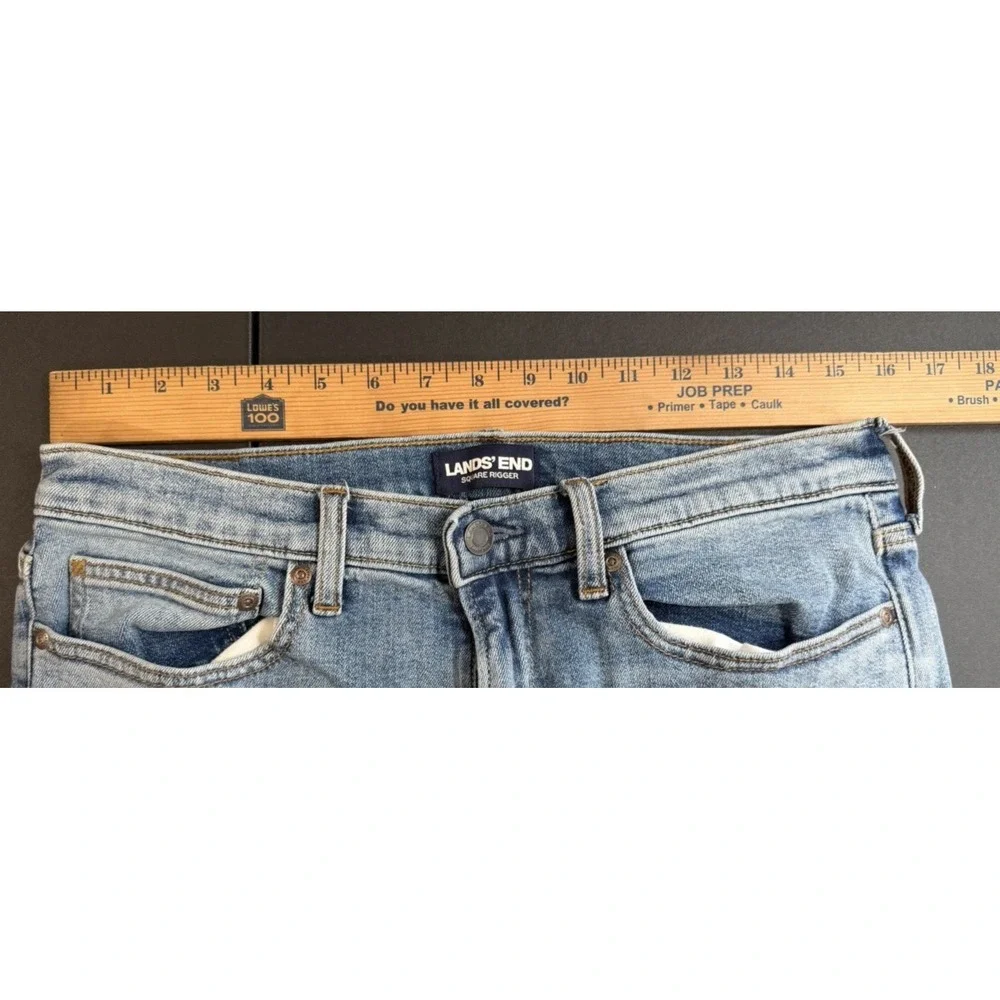 Lands' End Square Rigger Jeans Mens 32 Blue‎ Cotton Denim Straight Leg Faded